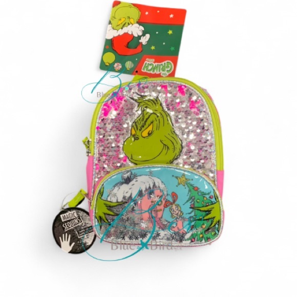 Grinch Sequin Kids Backpack - Picture 3 of 11